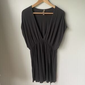 Vintage Victoria Secret Swim Cover Up Womens Size Medium Black deep V‎ Neck